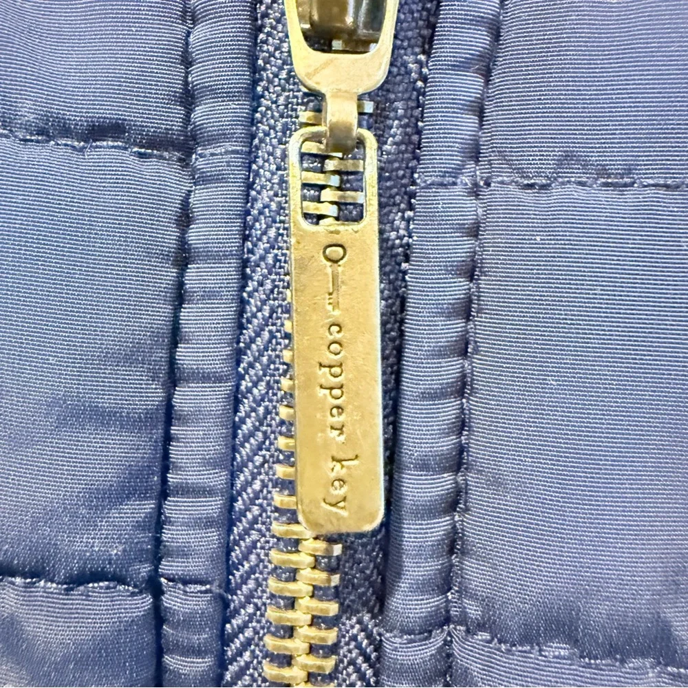 Copper Key Full‎ Zip Ruffled Quilted Vest Navy Blue with Red Lining Girls 2 / 3